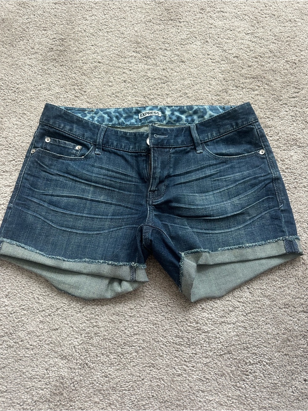 Express Women's Dark Wash Cuffed Denim Shorts